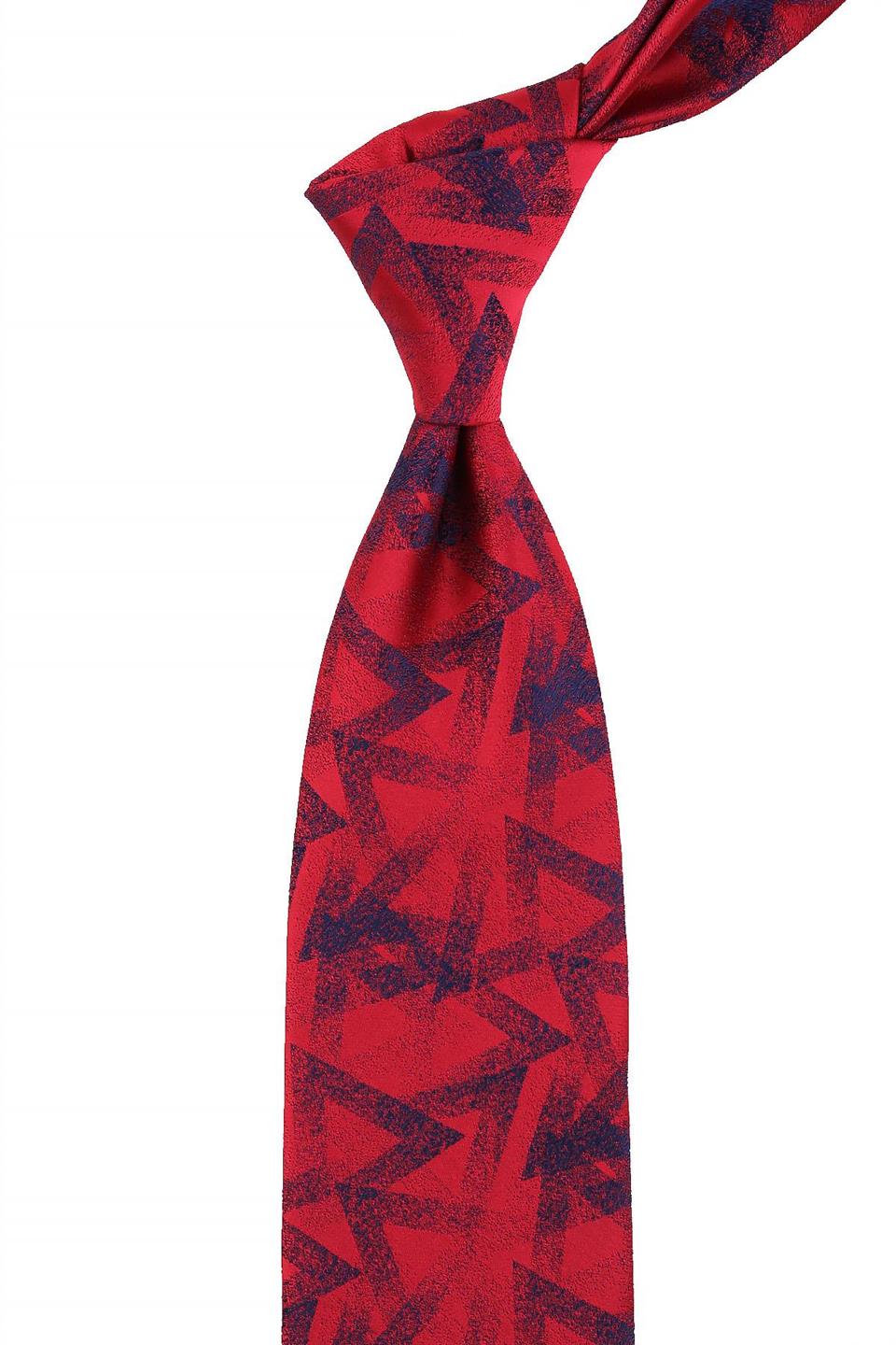 Kırmızı Motif Desen Mendilli Klasik Kravat KK10834