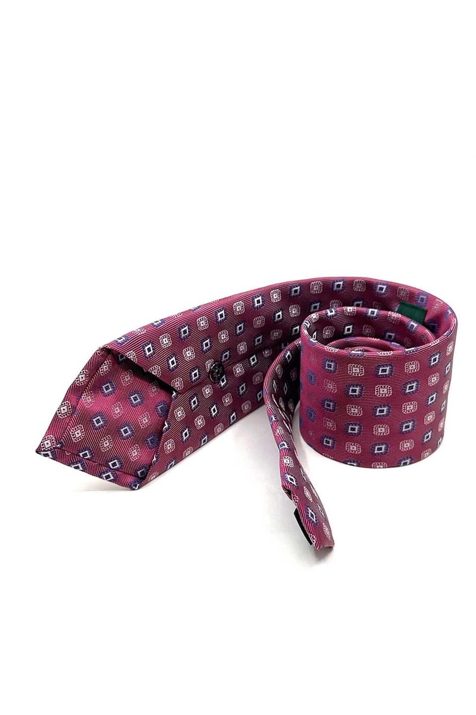 Kırmızı Motif Desen Mendilli Klasik Kravat KK13091