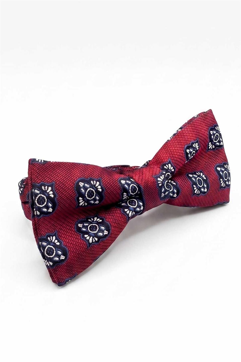 Kırmızı Motif İpek Papyon SB208