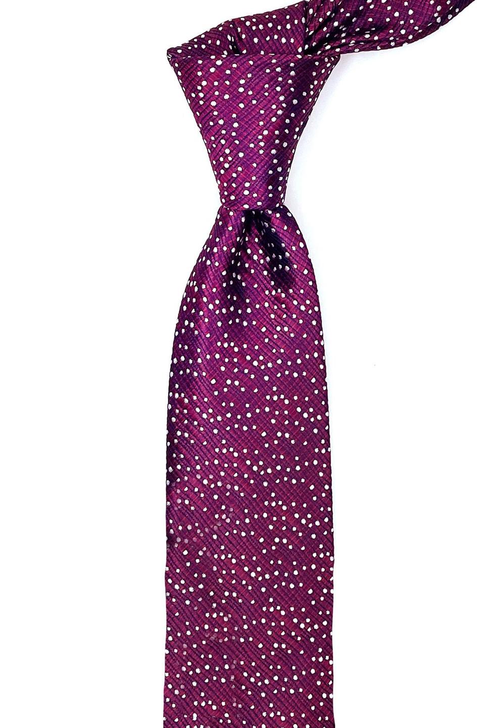 Kırmızı Nokta Desen İnce Kravat SK7658