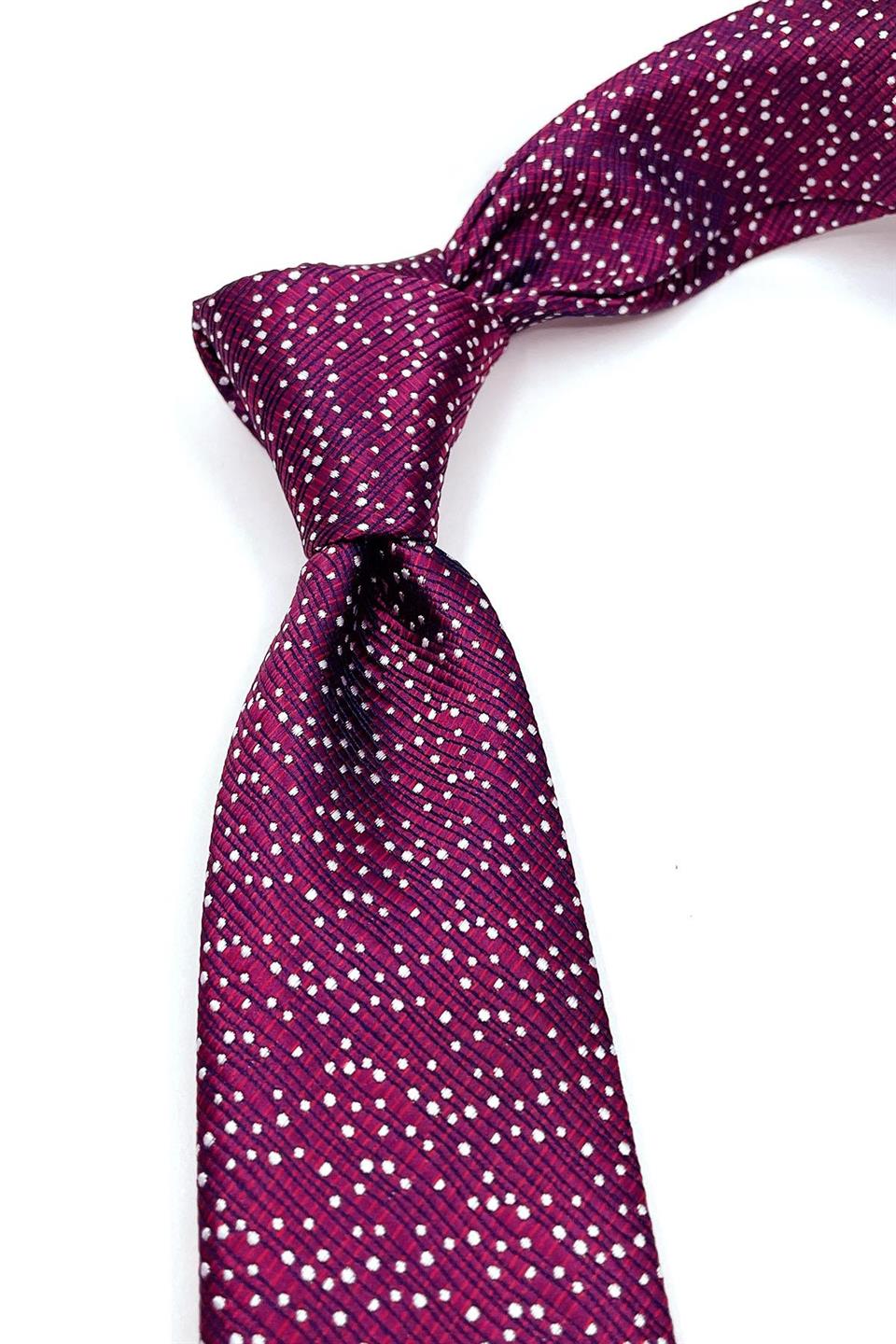 Kırmızı Nokta Desen İnce Kravat SK7658