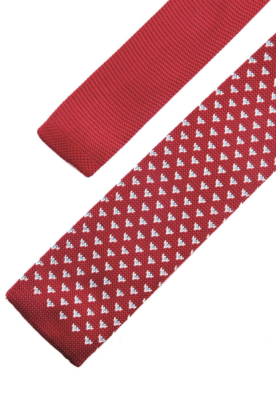 Kırmızı Nokta Desen Örgü Kravat 8227