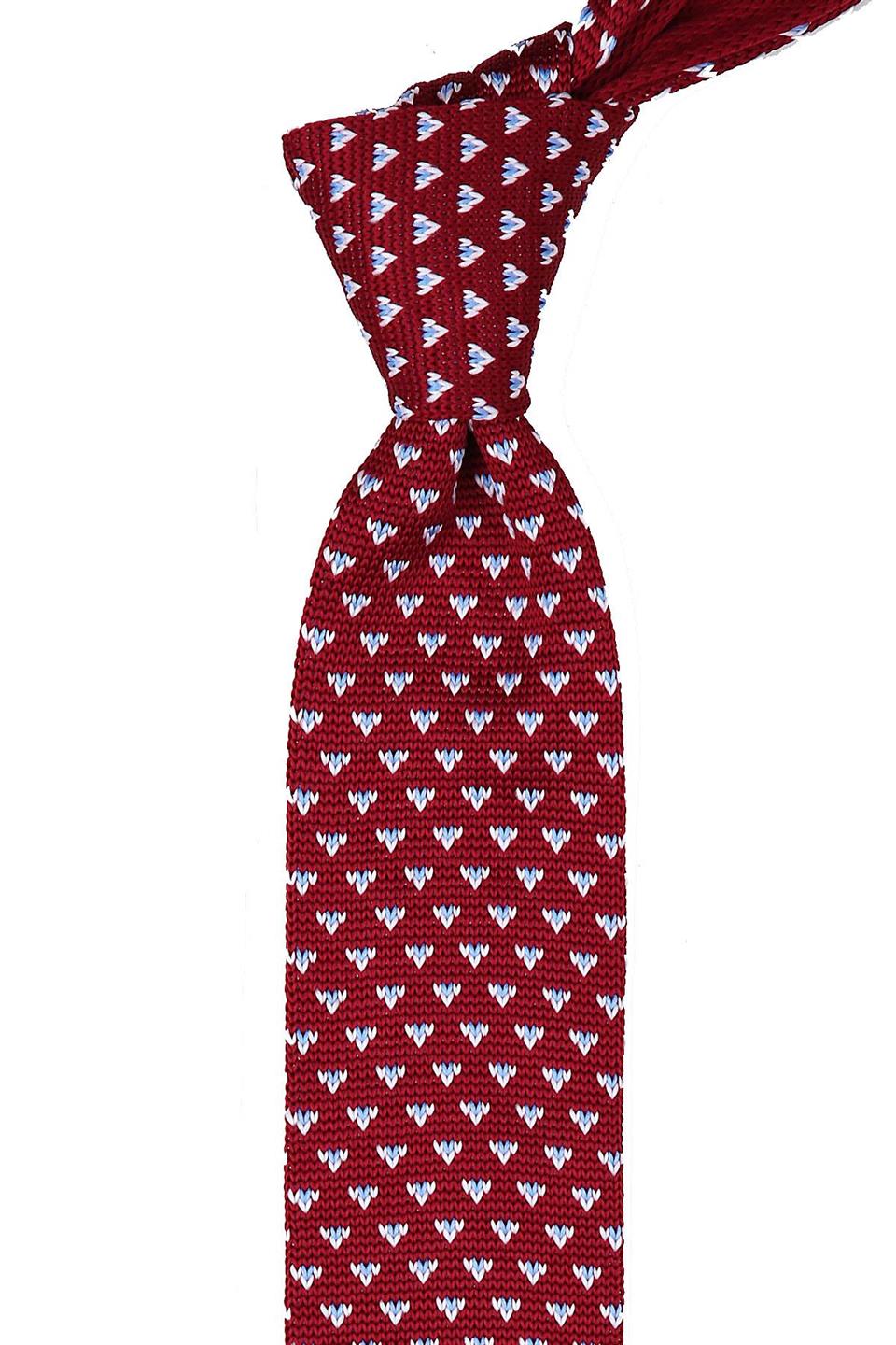 Kırmızı Nokta Desen Örgü Kravat 8227