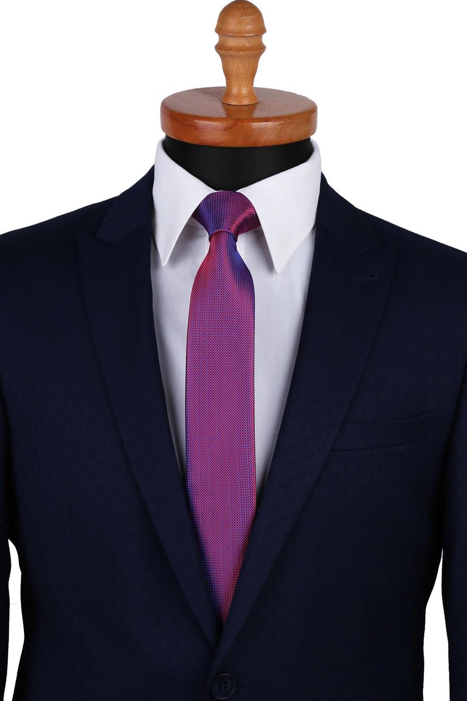 Kırmızı Nokta Desen Slim Kravat SK7326