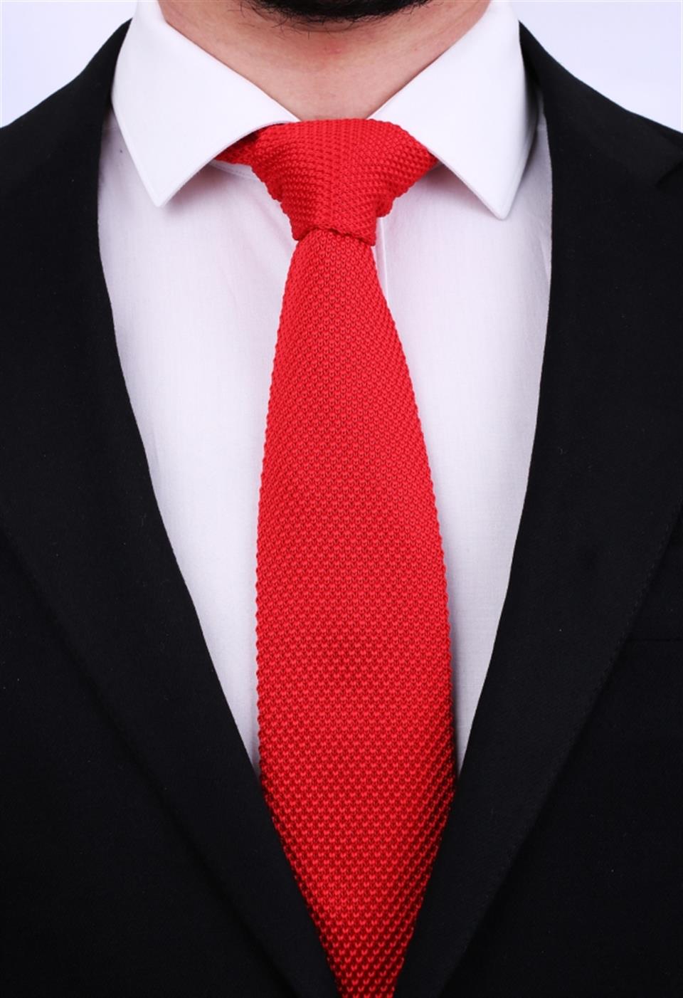 Kırmızı Örgü Kravat 8007