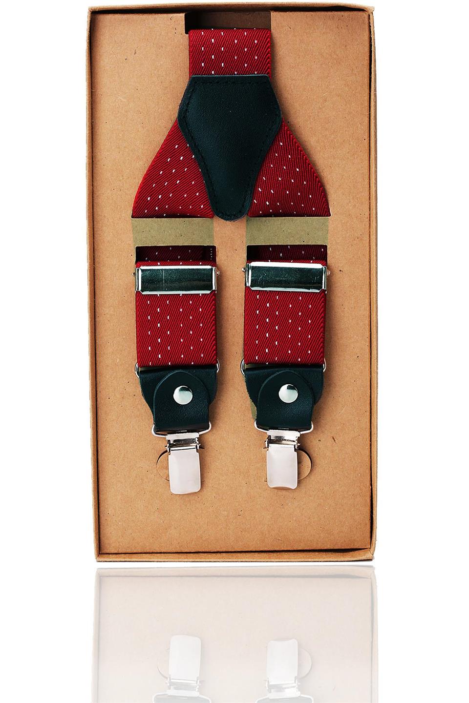 Kırmızı Renk Deri Bağlantılı Erkek Pantolon Askısı PAN44