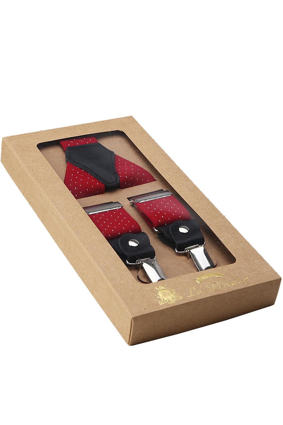Kırmızı Renk Deri Bağlantılı Erkek Pantolon Askısı PAN44