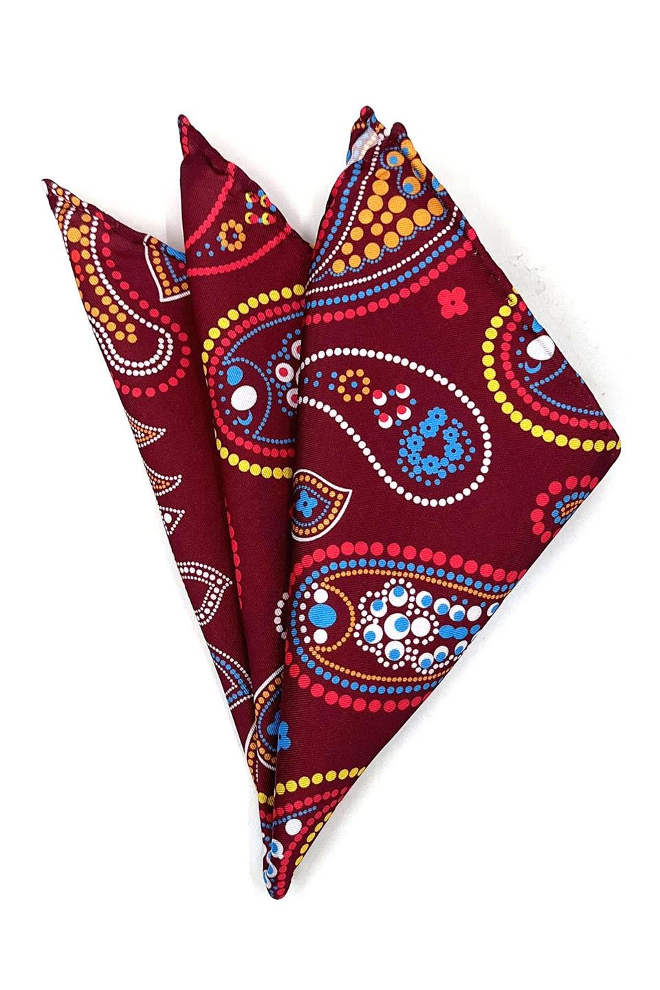 Kırmızı Şal Desen Erkek Cep Mendili SPS562-21