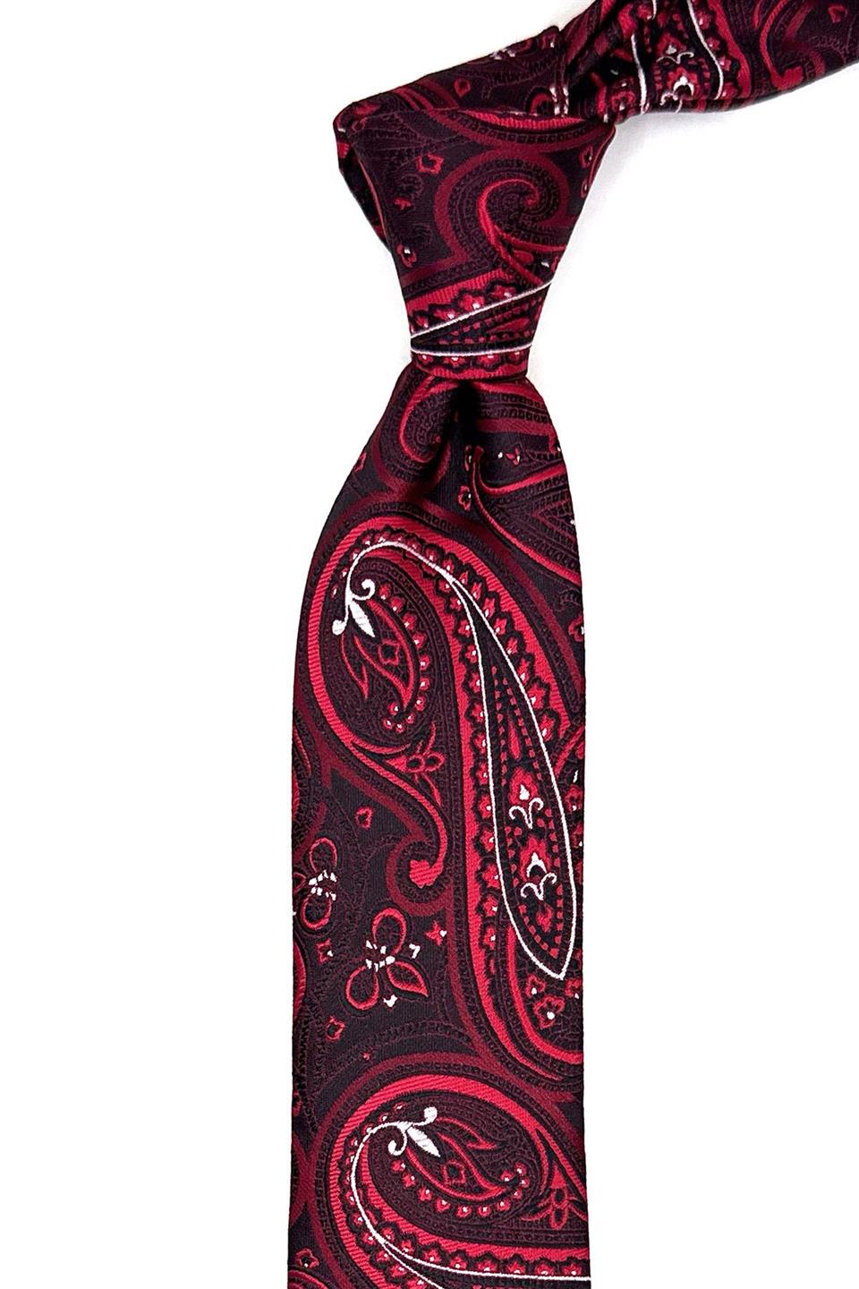 Kırmızı Şal Desen İnce Kravat SK7852