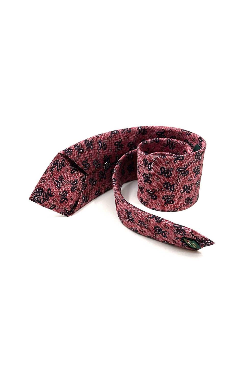 Kırmızı Şal Desen Mendilli Klasik Kravat KK13111