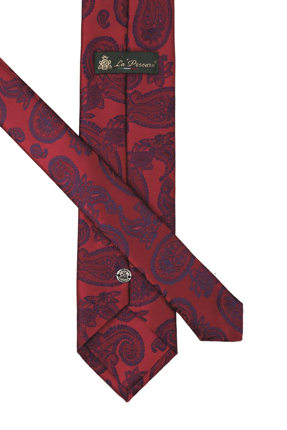 Kırmızı Şal Desen Mendilli Klasik Kravat KK9872