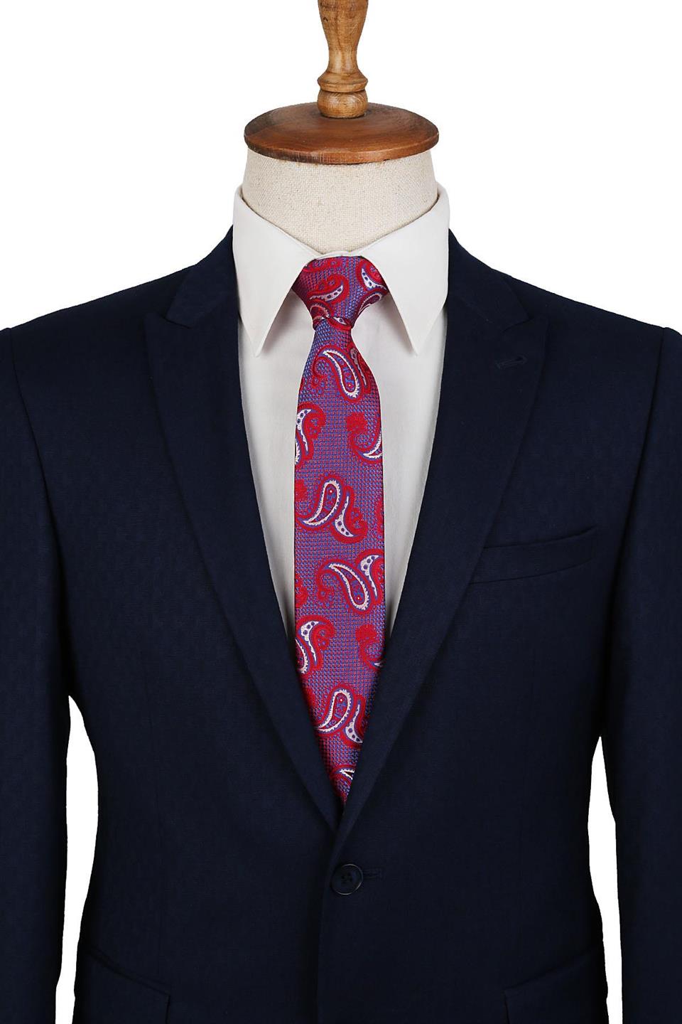 Kırmızı Şal Desen Slim Kravat SK6699