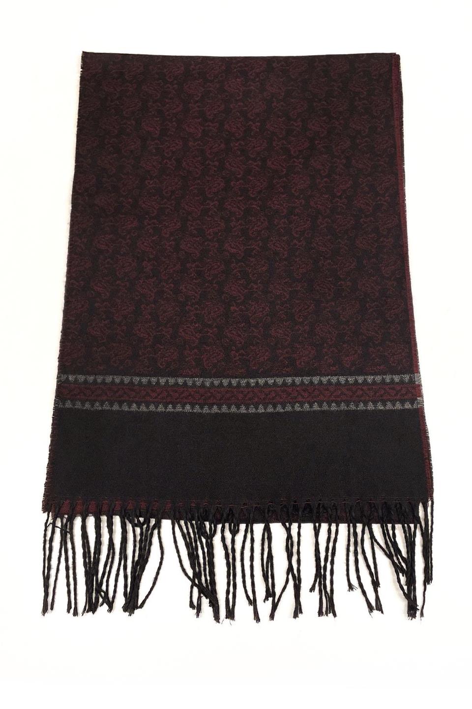 Kırmızı - Siyah Motif Desen Erkek Kaşkol K383