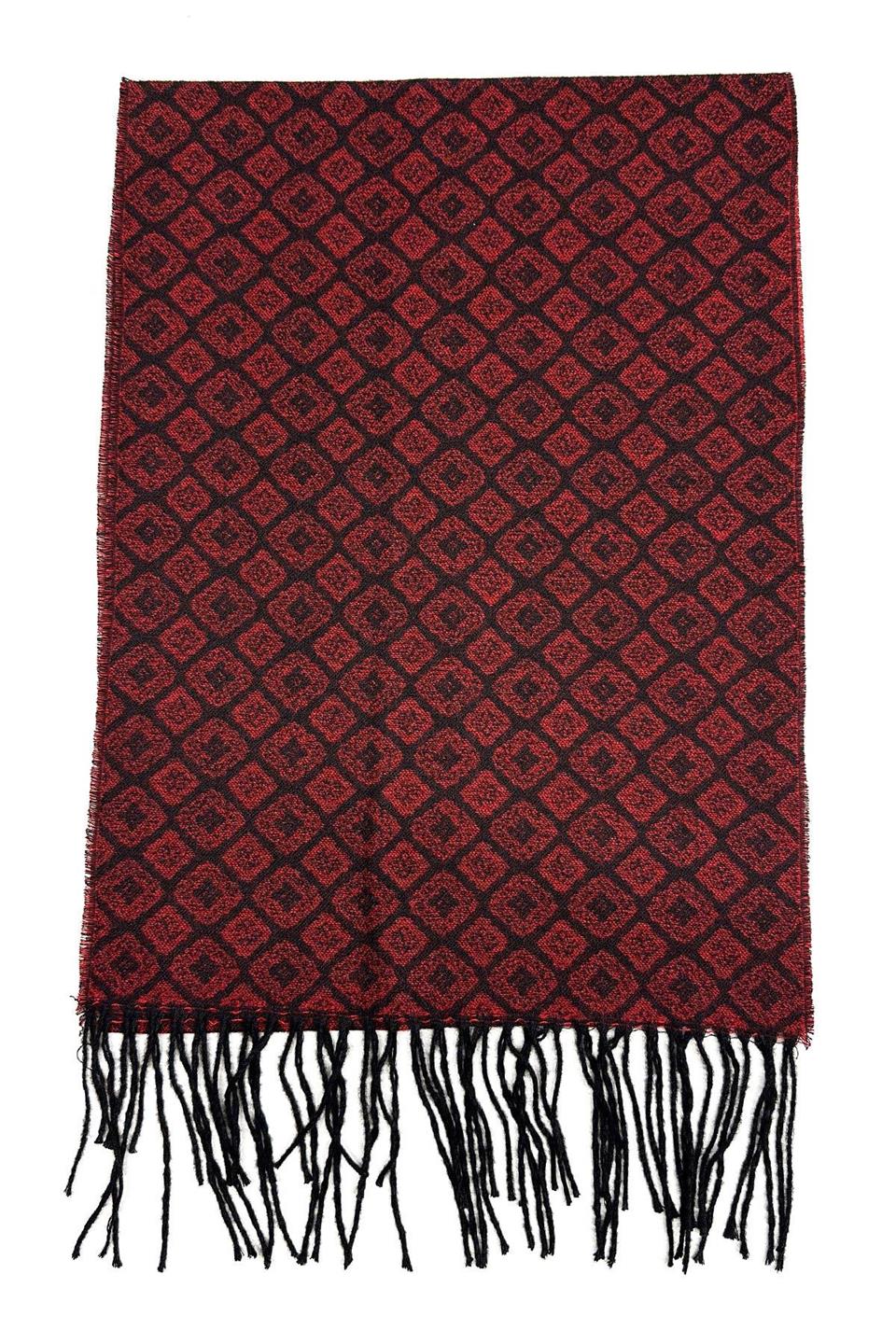Kırmızı - Siyah Motif Desen Erkek Kaşkol K553
