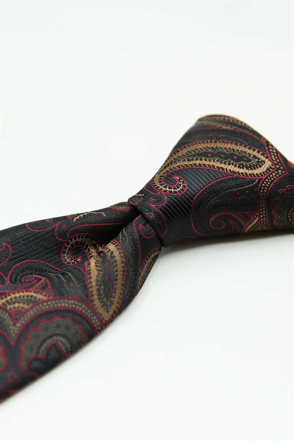 Kırmızı - Siyah Şal Kravat