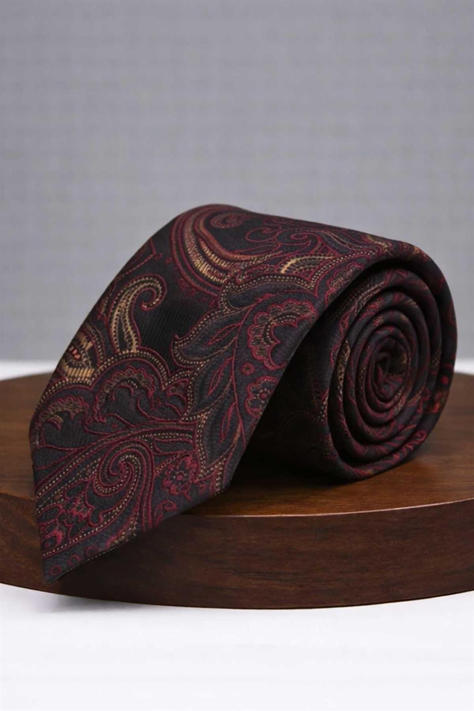 Kırmızı - Siyah Şal Kravat