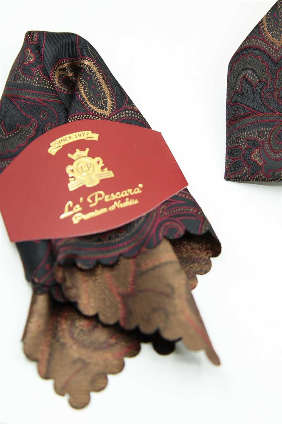 Kırmızı - Siyah Şal Kravat