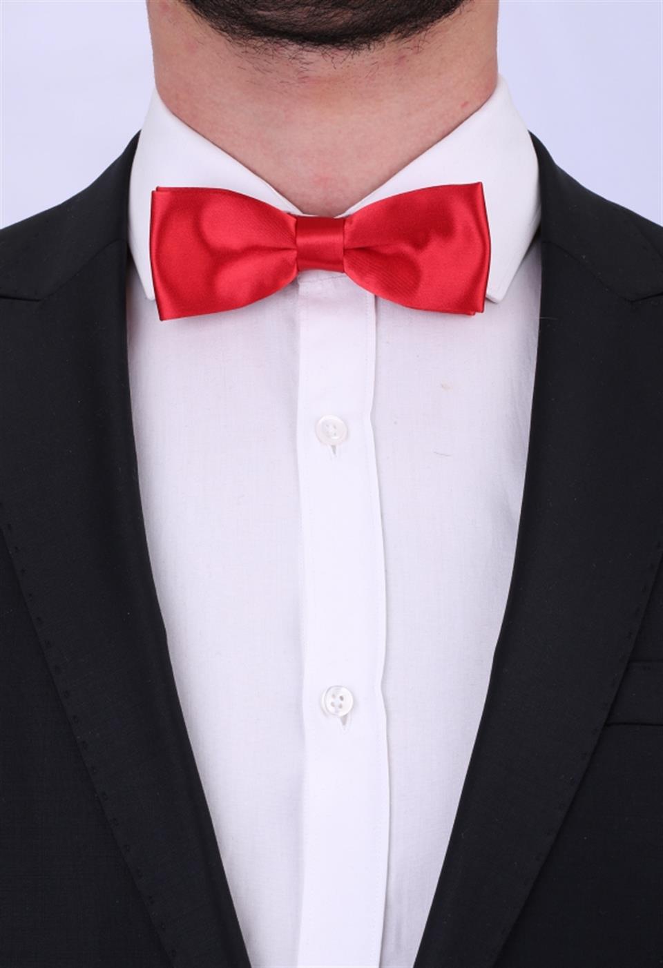 Kırmızı Slim Saten Papyon SP17