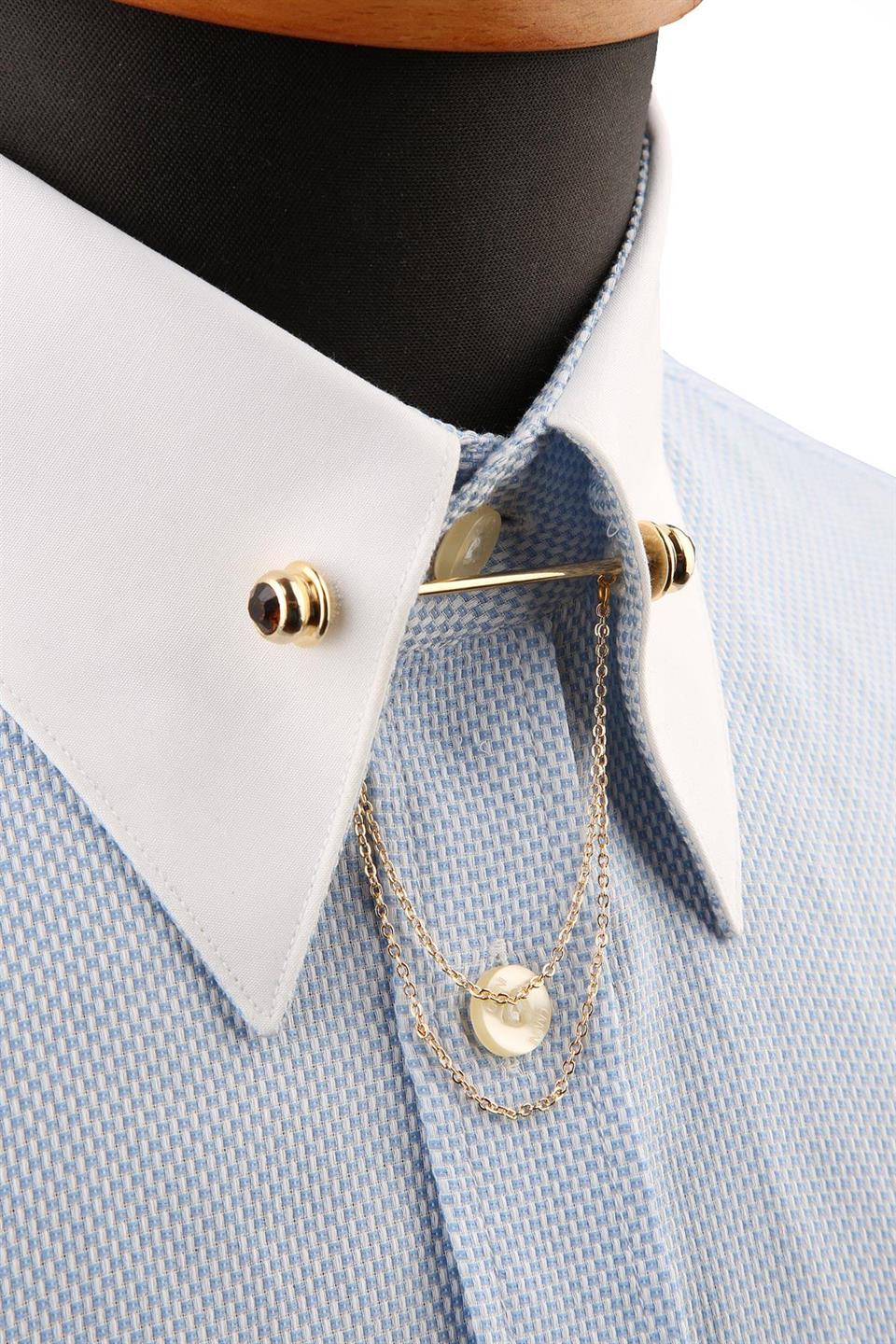 Konyak Taşlı Zincirli Gömlek Yaka İğnesi GI212