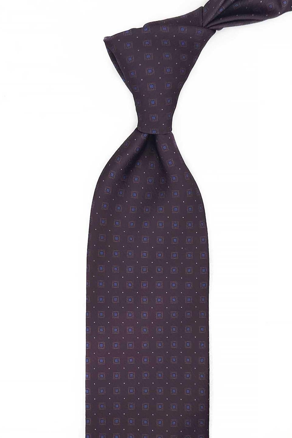 Koyu Brodo Küçük Desen Baskılı Mendilli Klasik Kravat KK13346