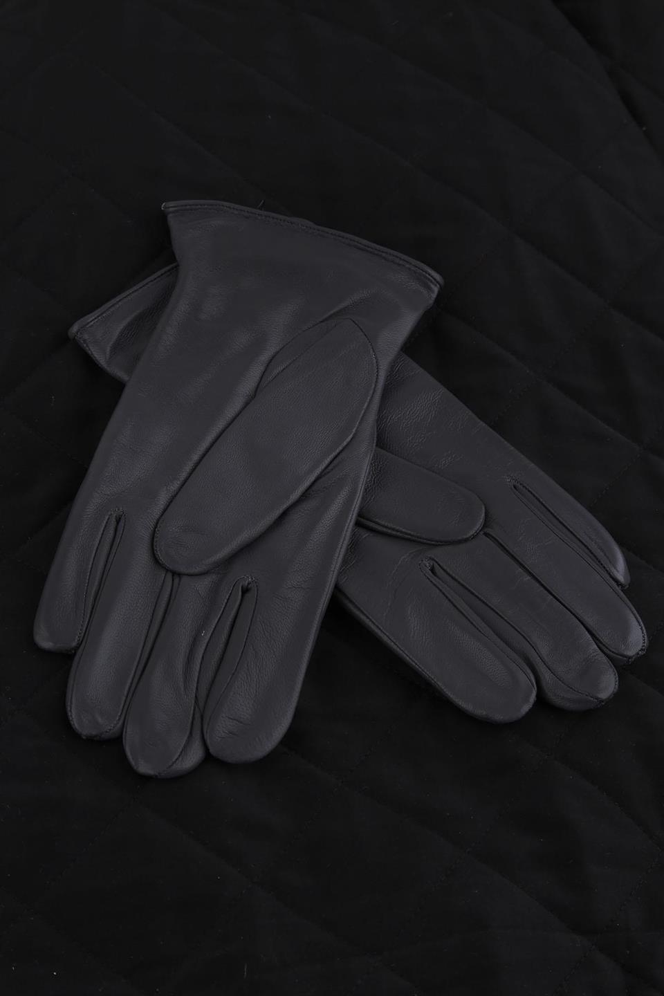 Koyu Gri Düz Hakiki Deri Erkek Eldiven EL34