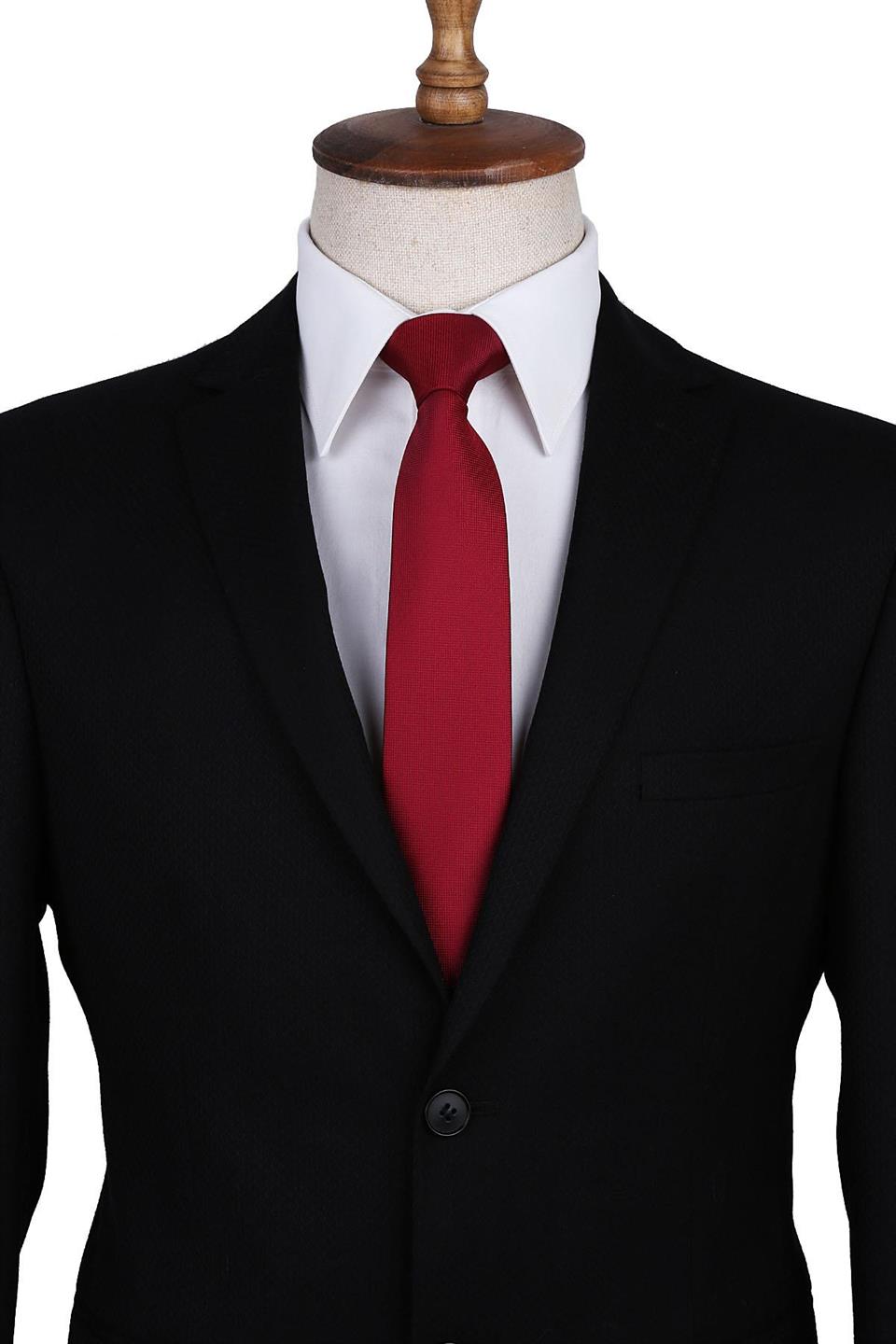 Koyu Kırmızı Nokta Desen Slim Kravat SK7588