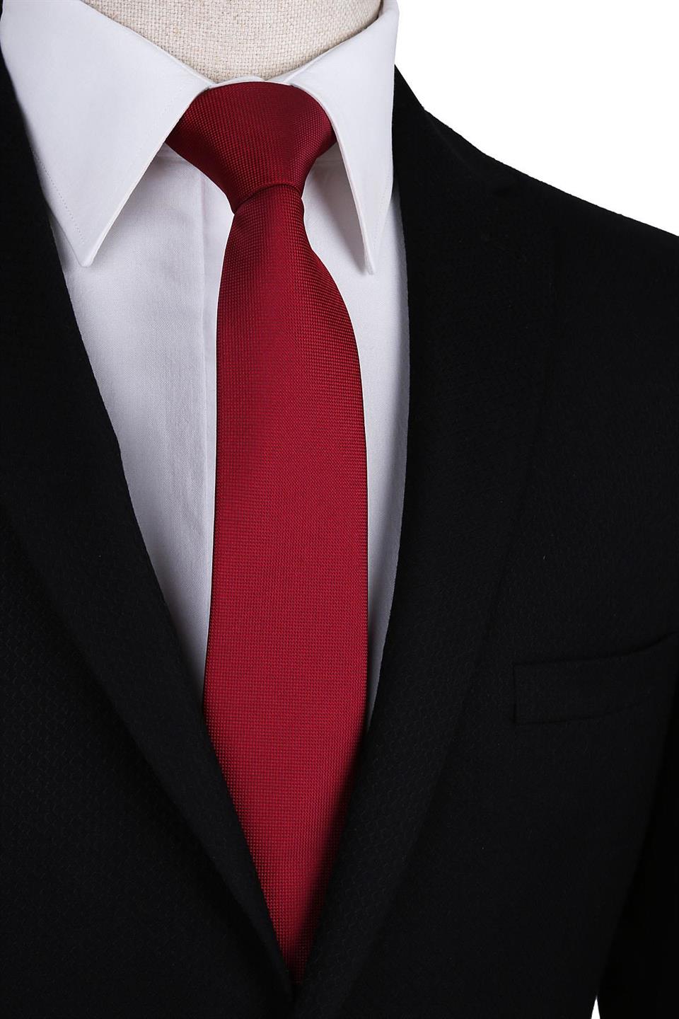 Koyu Kırmızı Nokta Desen Slim Kravat SK7588