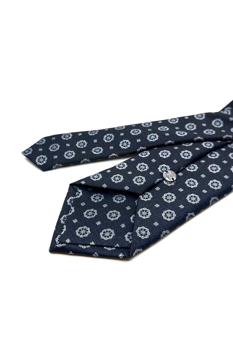 Koyu Lacivert Motif Desen Mendilli Klasik Kravat KK12908