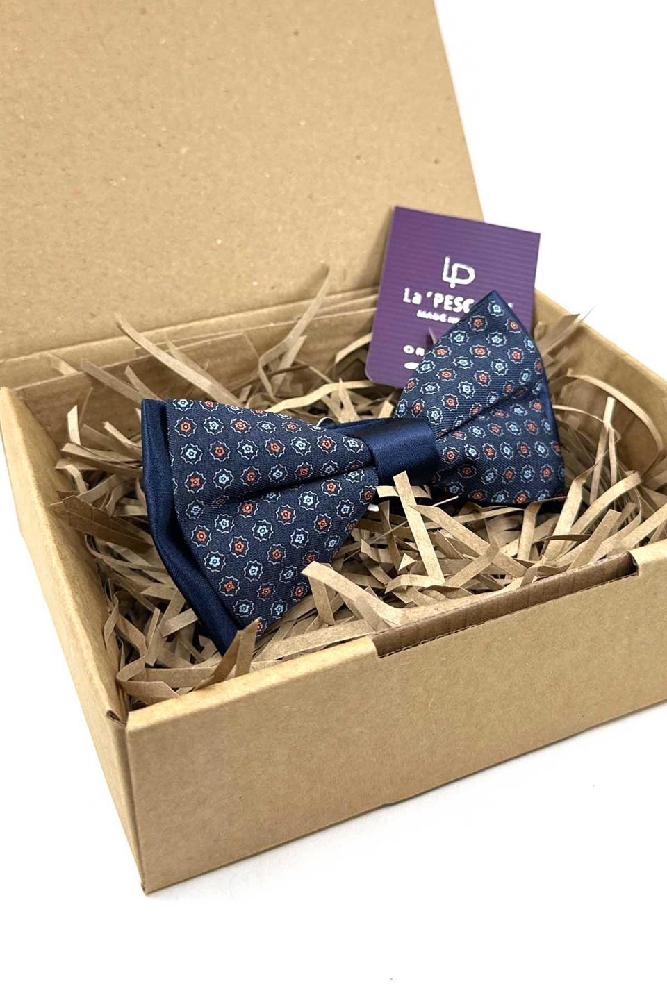 Koyu Mavi Puantiye Desen Papyon P1972