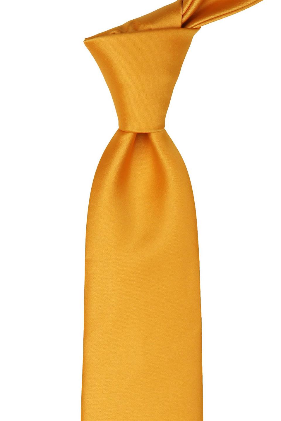 Koyu Sarı Mendilli Düz Saten Kravat KK1125