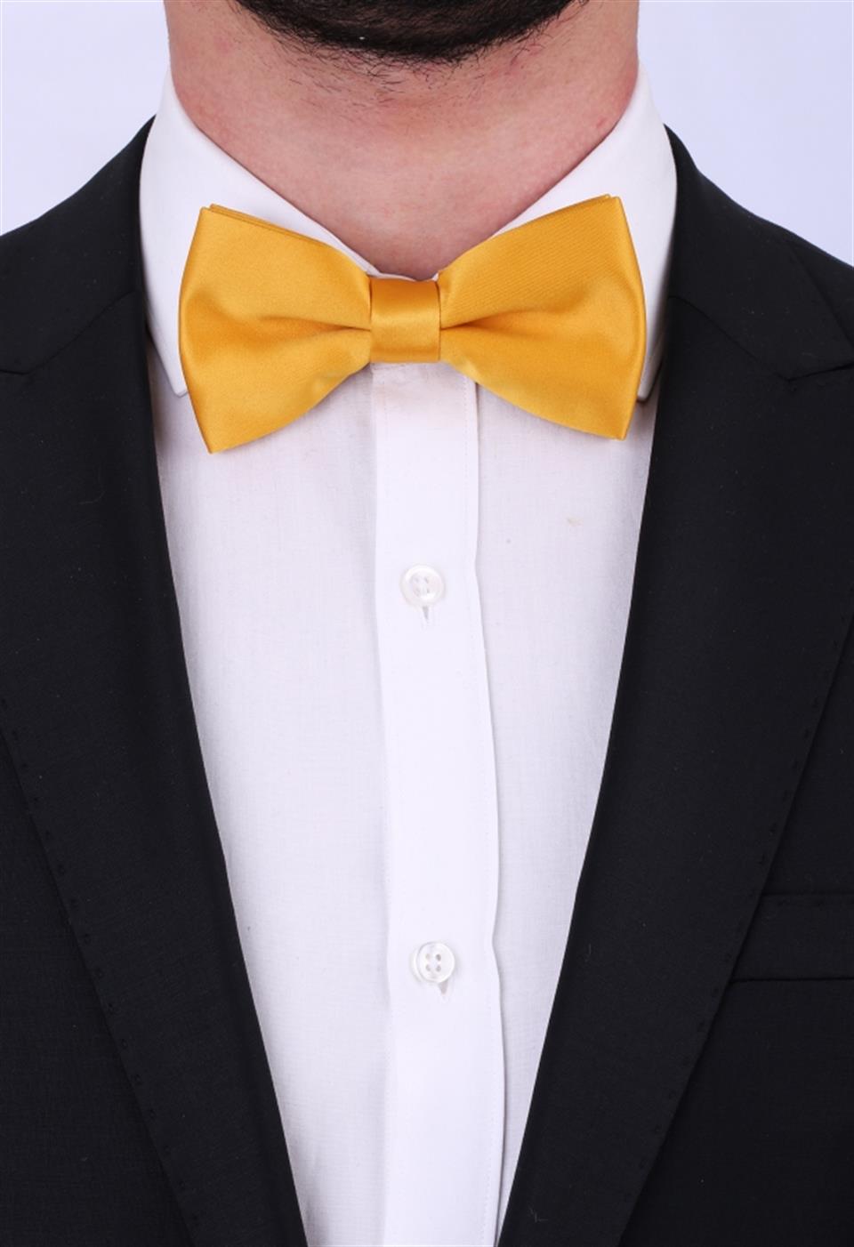 Koyu Sarı Saten Papyon SP22