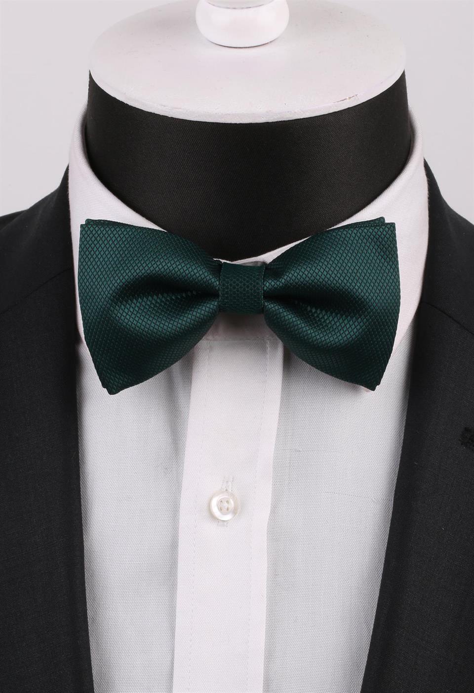 Koyu Yeşil Kendinden Desenli Papyon P490