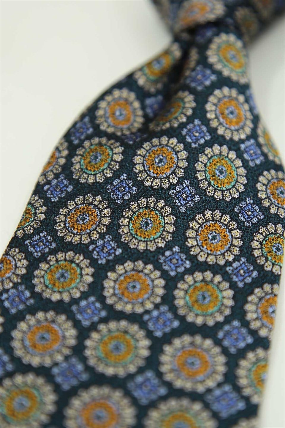 Koyu Yeşil Motif Desen İtalyan İpek Kravat İK2500