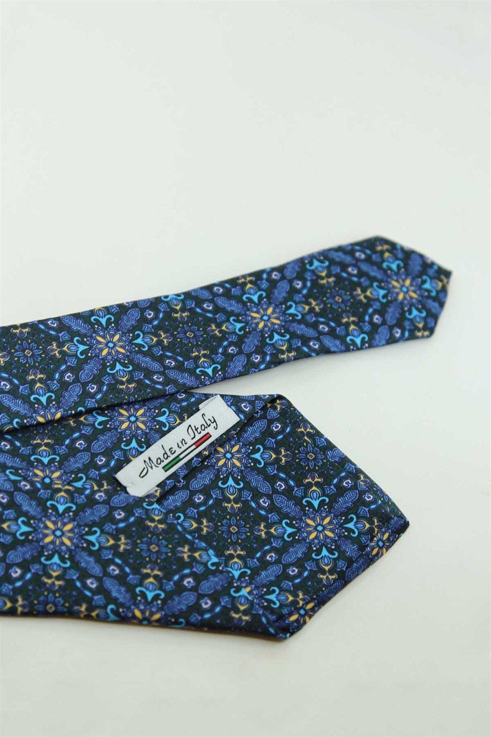 Koyu Yeşil Turkuaz Motif Desen İtalyan İpek Kravat İK2563