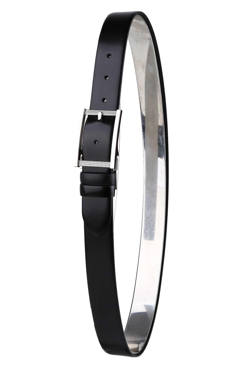 Kravatkolik Çift Taraflı Klasik Siyah Deri Kemer 1000S