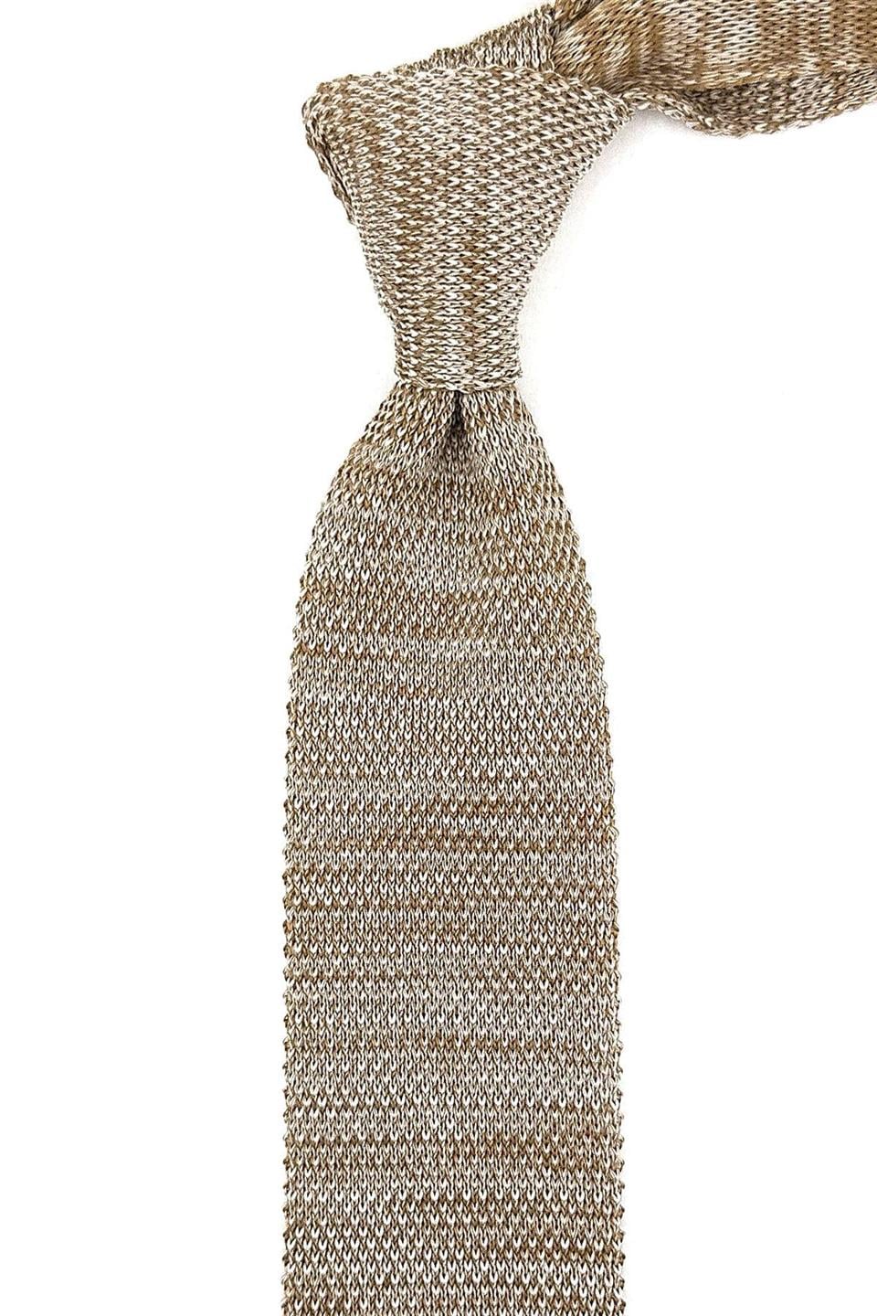 Krem - Bej Kırçıllı Örgü Kravat ÖR8365