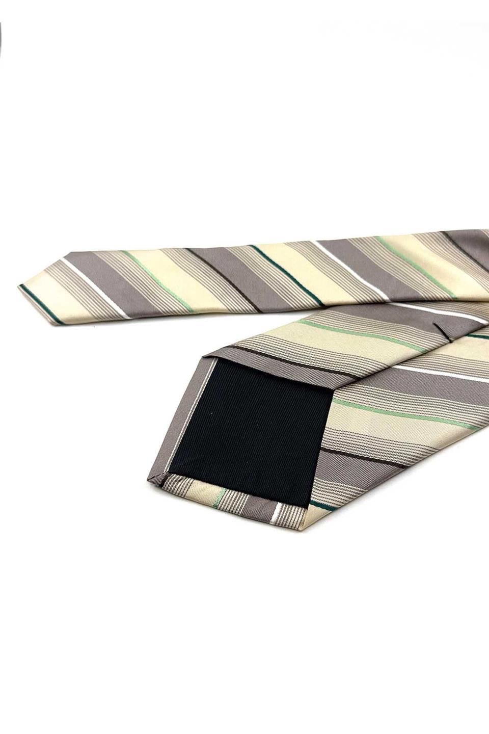 Krem Çizgi Desen İtalyan İpek Kravat İK1627