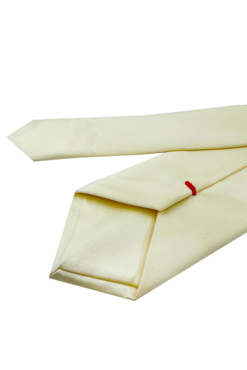 Krem İtalyan Düz İpek Kravat İK1310