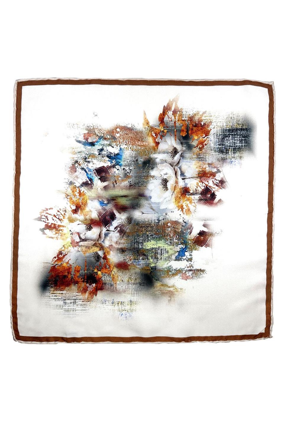 Krem - Kahve Motif Desen Erkek Cep Mendili SPS611-91