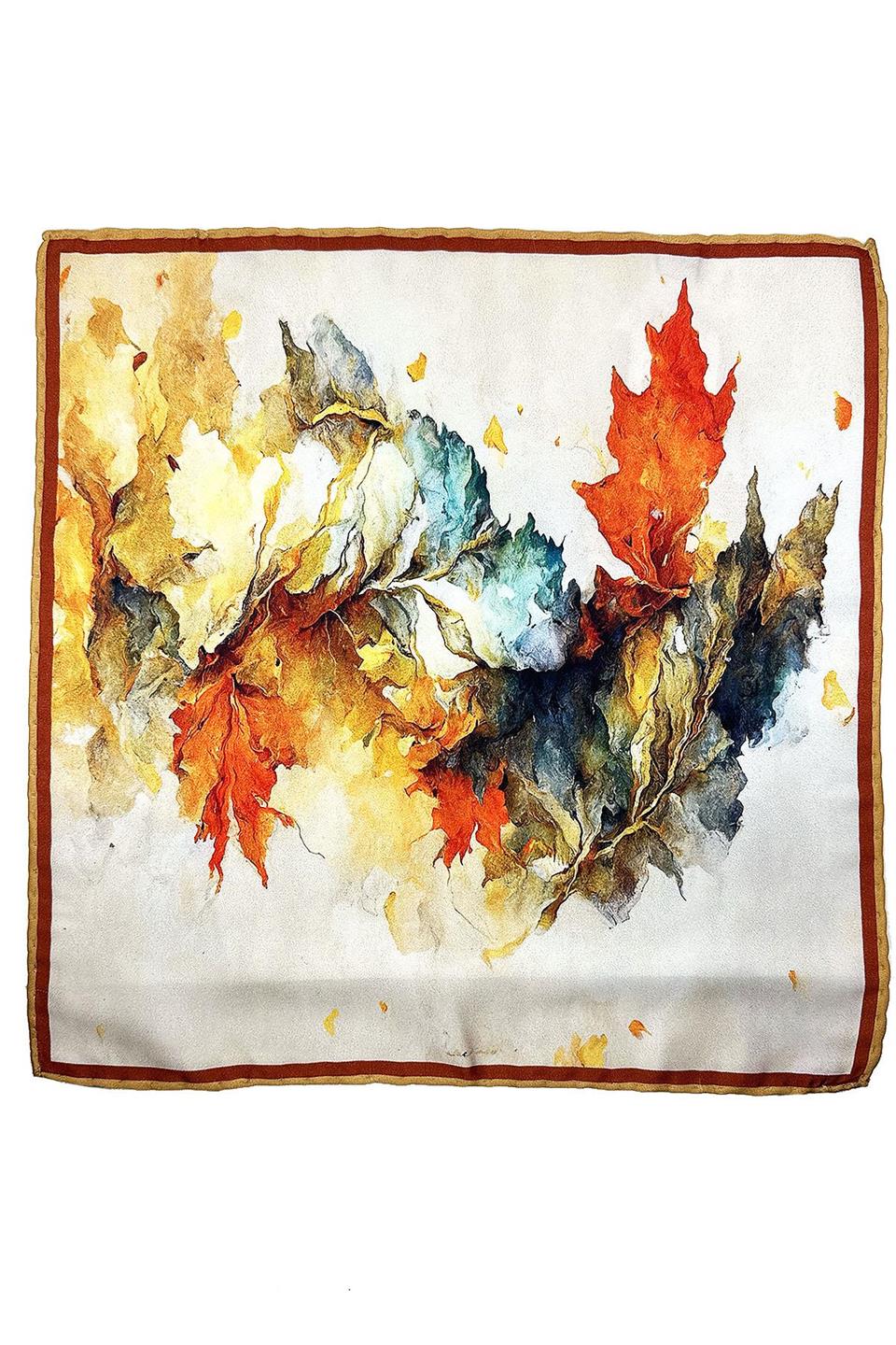 Krem Renk Sonbahar Motifli Erkek Cep Mendili SPS529-33