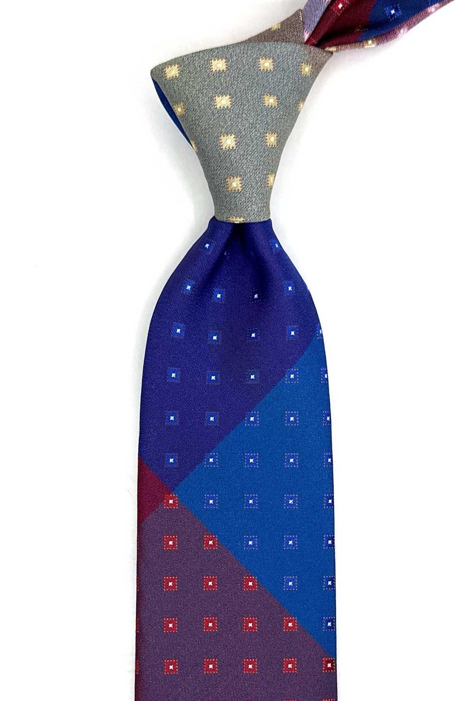 Küçük Desen Çok Renkli Patchwork Klasik Kravat KK13404