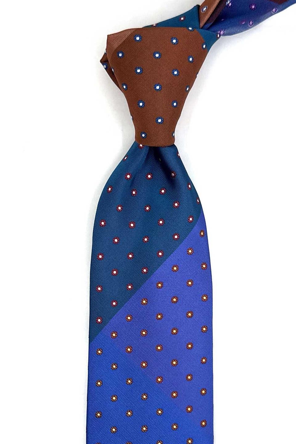 Küçük Desen Çok Renkli Patchwork Klasik Kravat KK13378