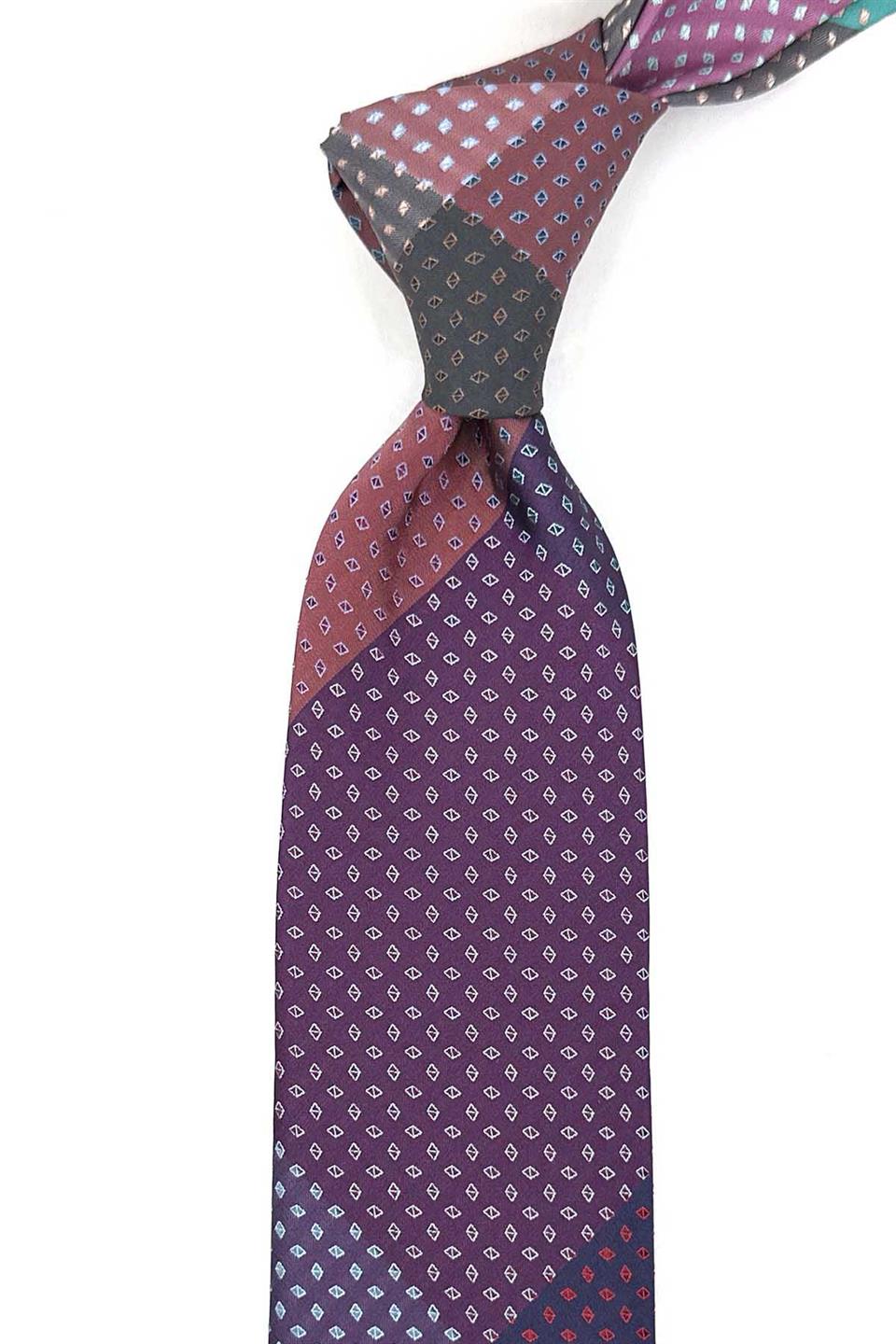 Küçük Desen Çok Renkli Patchwork Kravat KK13288