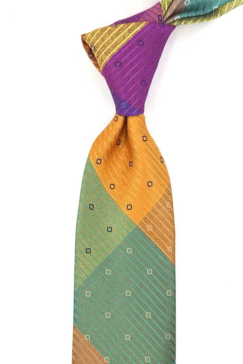 Küçük Desen Çok Renkli Patchwork Kravat KK13227