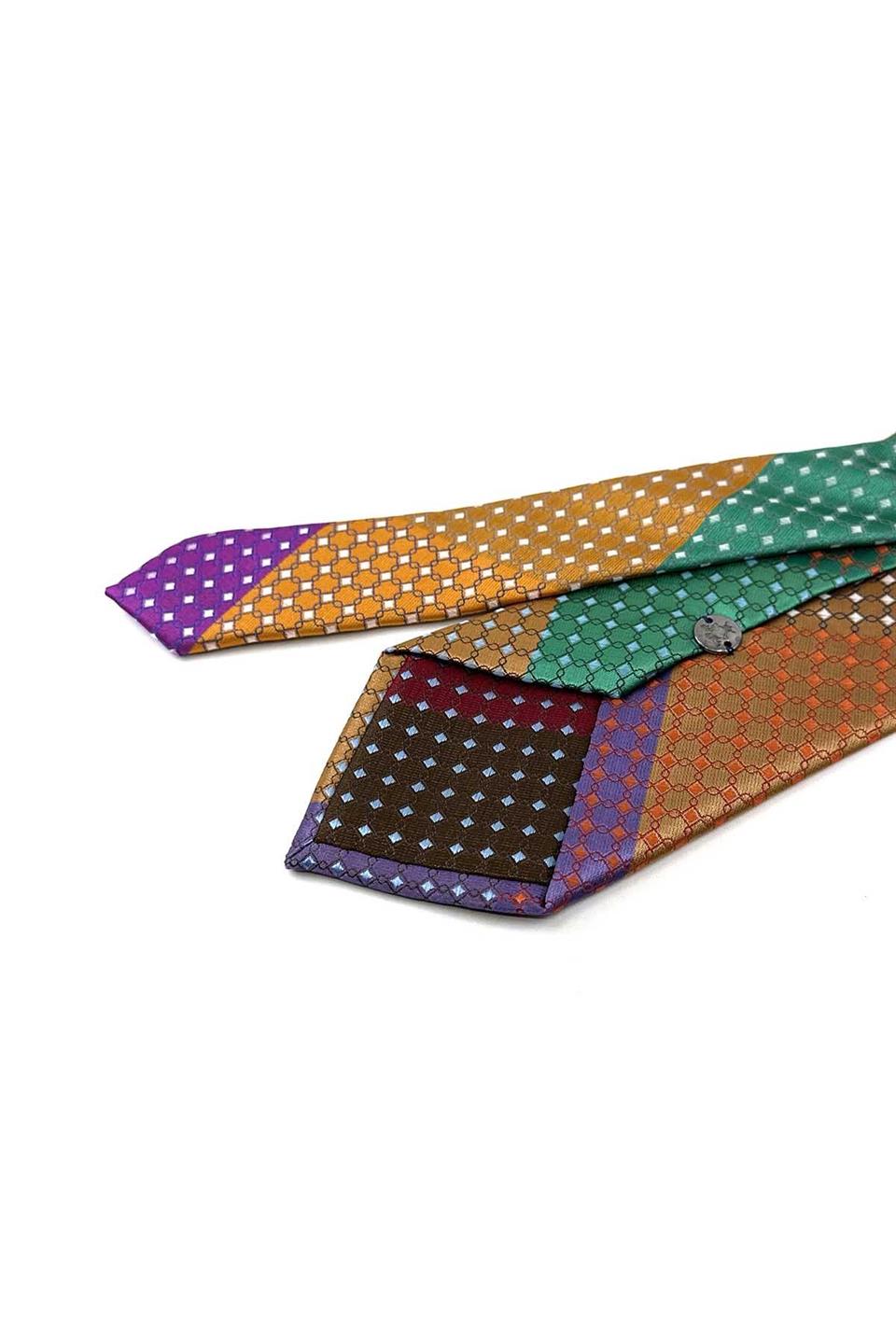 Küçük Desen Çok Renkli Patchwork Kravat KK13218