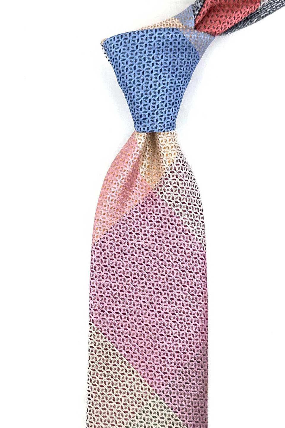 Küçük Desen Çok Renkli Patchwork Kravat KK13298