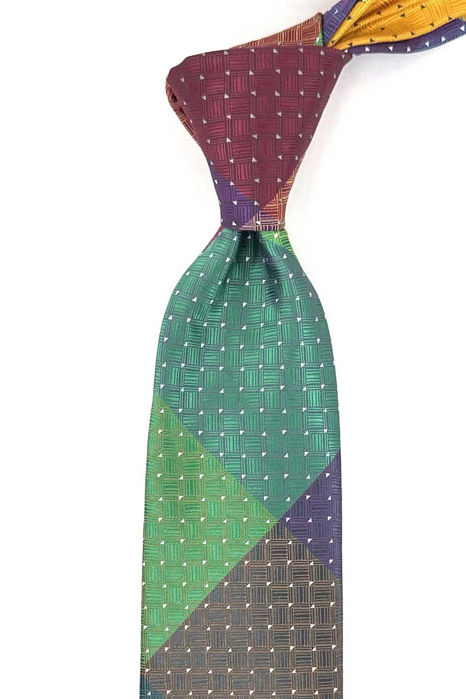 Küçük Desen Çok Renkli Patchwork Kravat KK13276