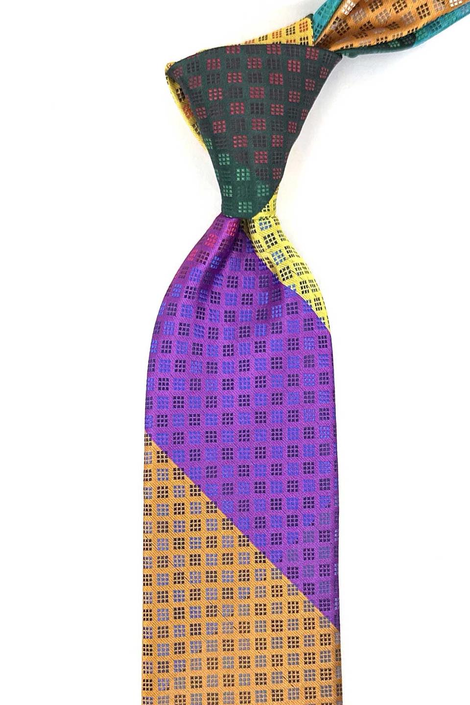 Küçük Desen Çok Renkli Patchwork Kravat KK13291