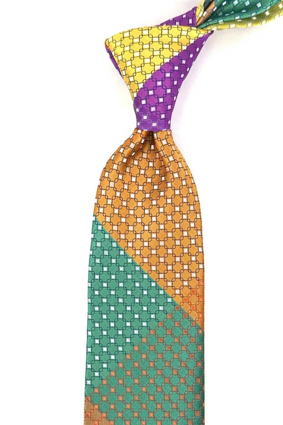 Küçük Desen Çok Renkli Patchwork Kravat KK13218