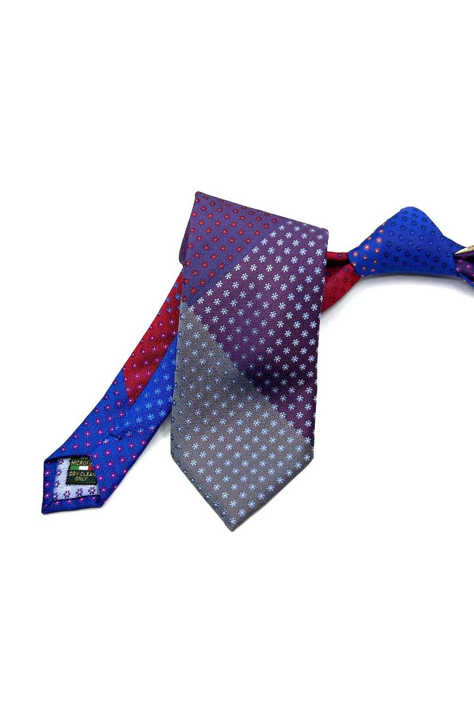 Küçük Desen Lacivert Patchwork Klasik Kravat KK12819
